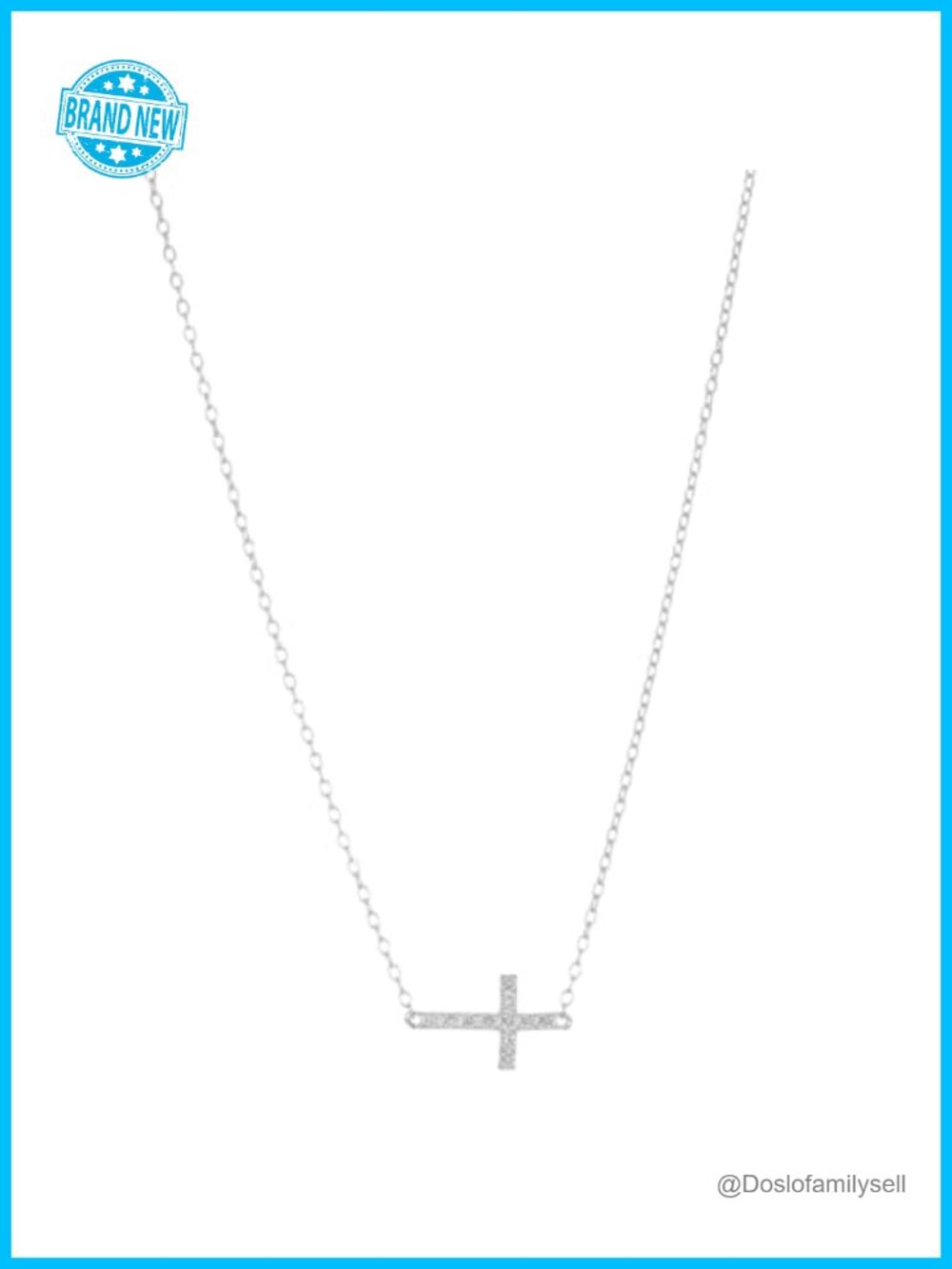 0.055 Carat Diamond Cross Pendant Necklace in 925 Sterling Silver 18 Inch Chain